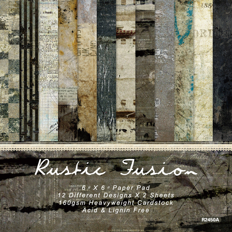 24PCS 6" Rustic Fusion Scrapbook Paper & Cardstock