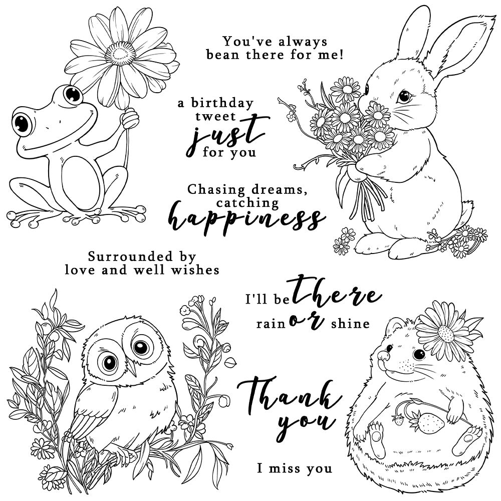 Animals and Flowers Clear Stamps
