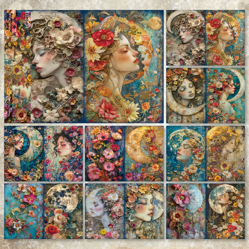 A5 Retro Women With Flowers Scrapbook Paper