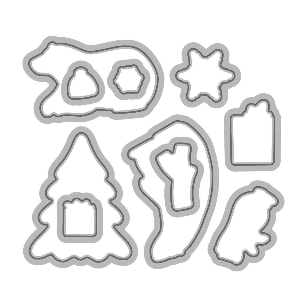Polar Bear Christmas Tree Gift Dies & Stamps Set