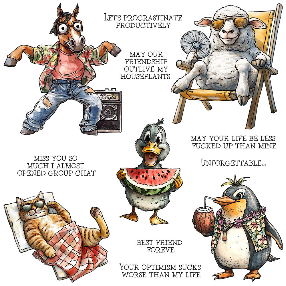 Animals' Summer Vacation Dies & Stamps Set