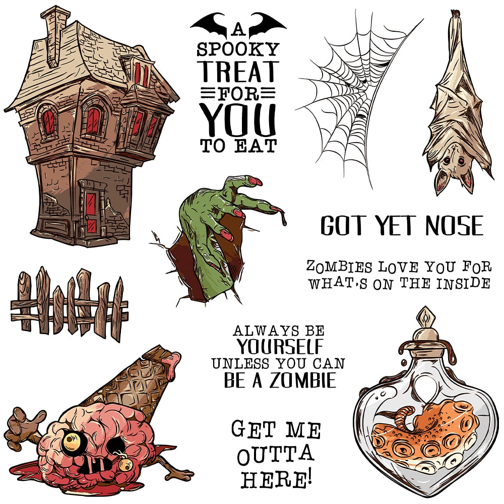 Haunted House Spider Web Bats Dies & Stamps Set