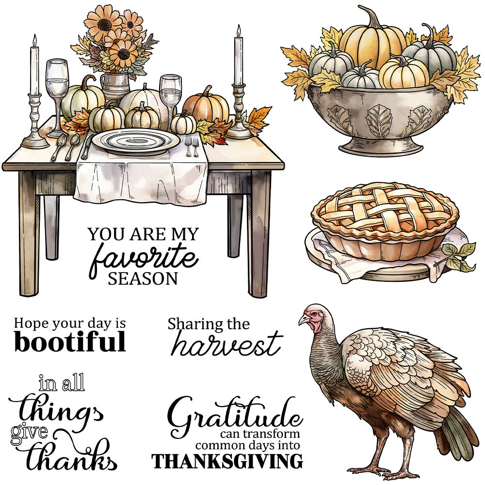 Thanksgiving Theme Dies & Stamps Set