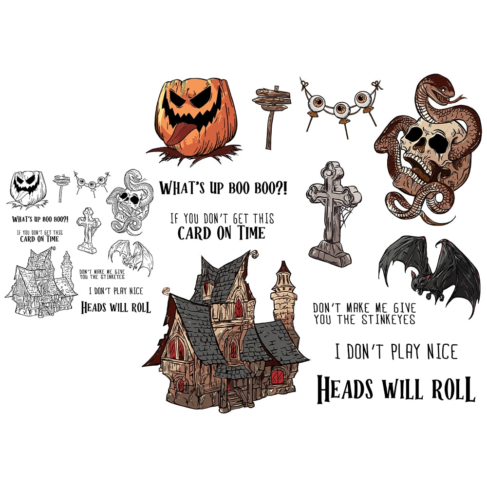 Skull Pumpkin Castle Snake Dies & Stamps Set