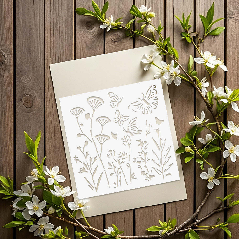 Flowers and Butterflies DIY Painting Hollow Stencil