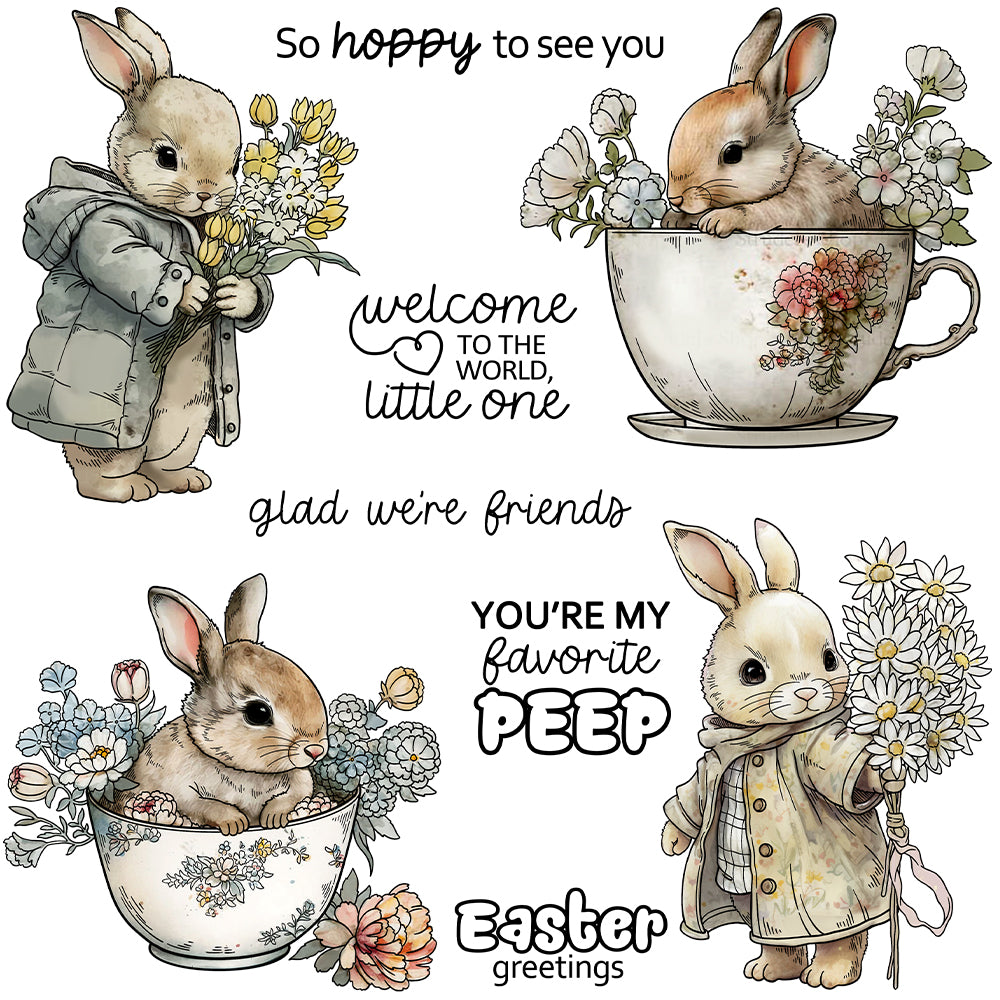 Cute Easter Bunny Dies & Stamps Set