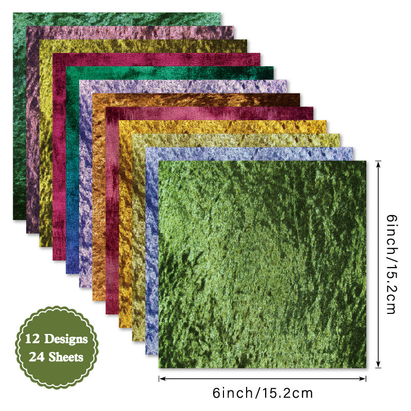 24PCS 6" Velour Scrapbook Paper & Cardstock
