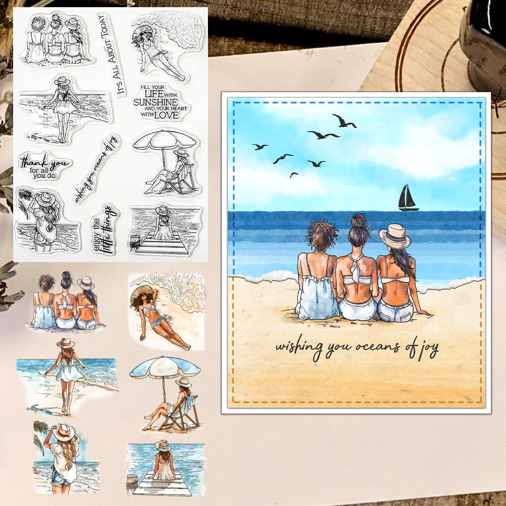 Summer Beach Girl Clear Stamps