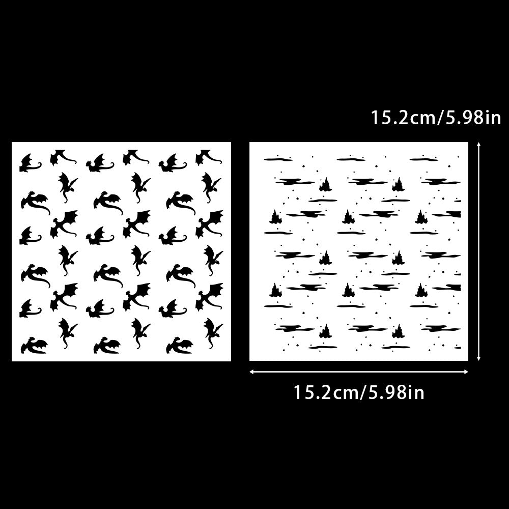 2 PCS Pterosaur Pattern DIY Painting Hollow Stencil