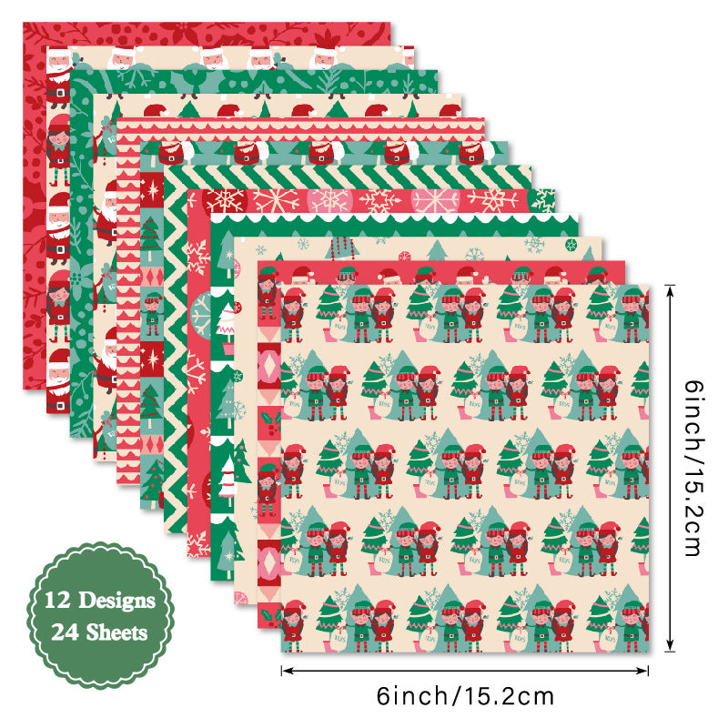 24PCS 6" Yuletide Cheers Scrapbook Paper & Cardstock
