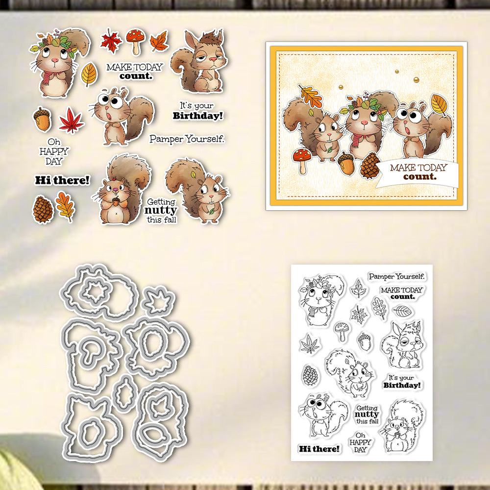Autumn Squirrel Dies & Stamps Set