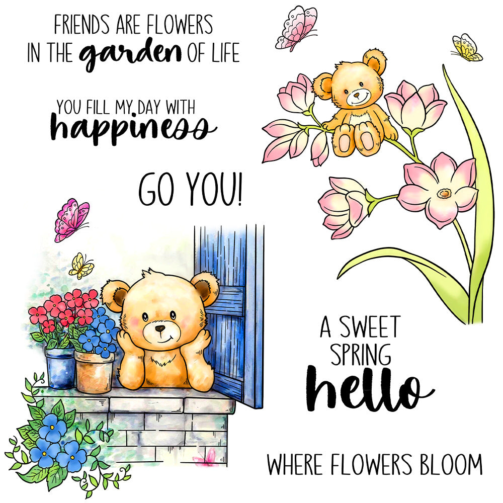 Bear and Flowers Dies & Stamps Set