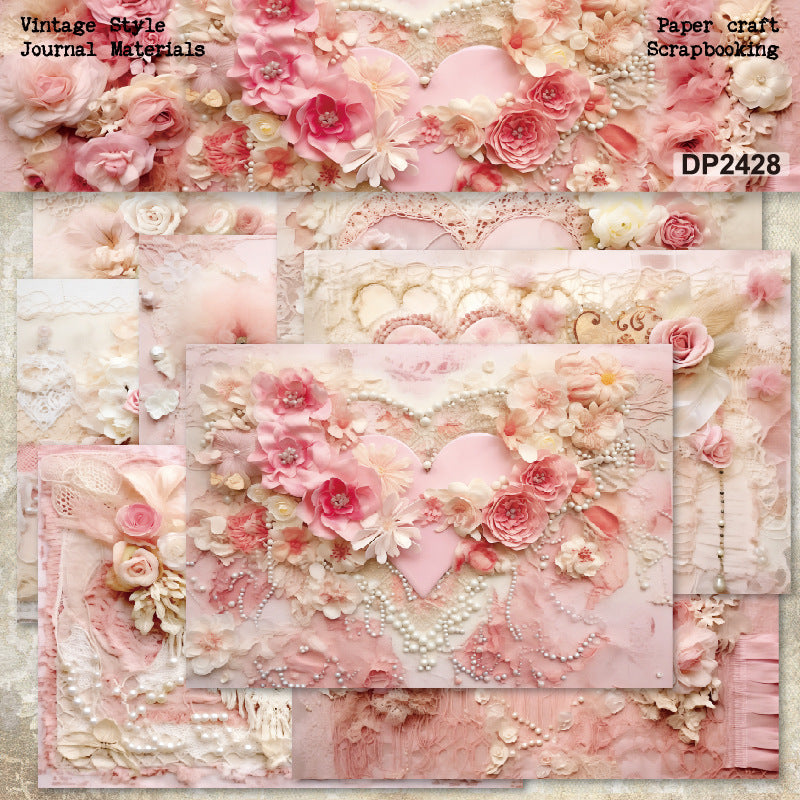 A5 Pink Flowers DIY Scrapbook Paper