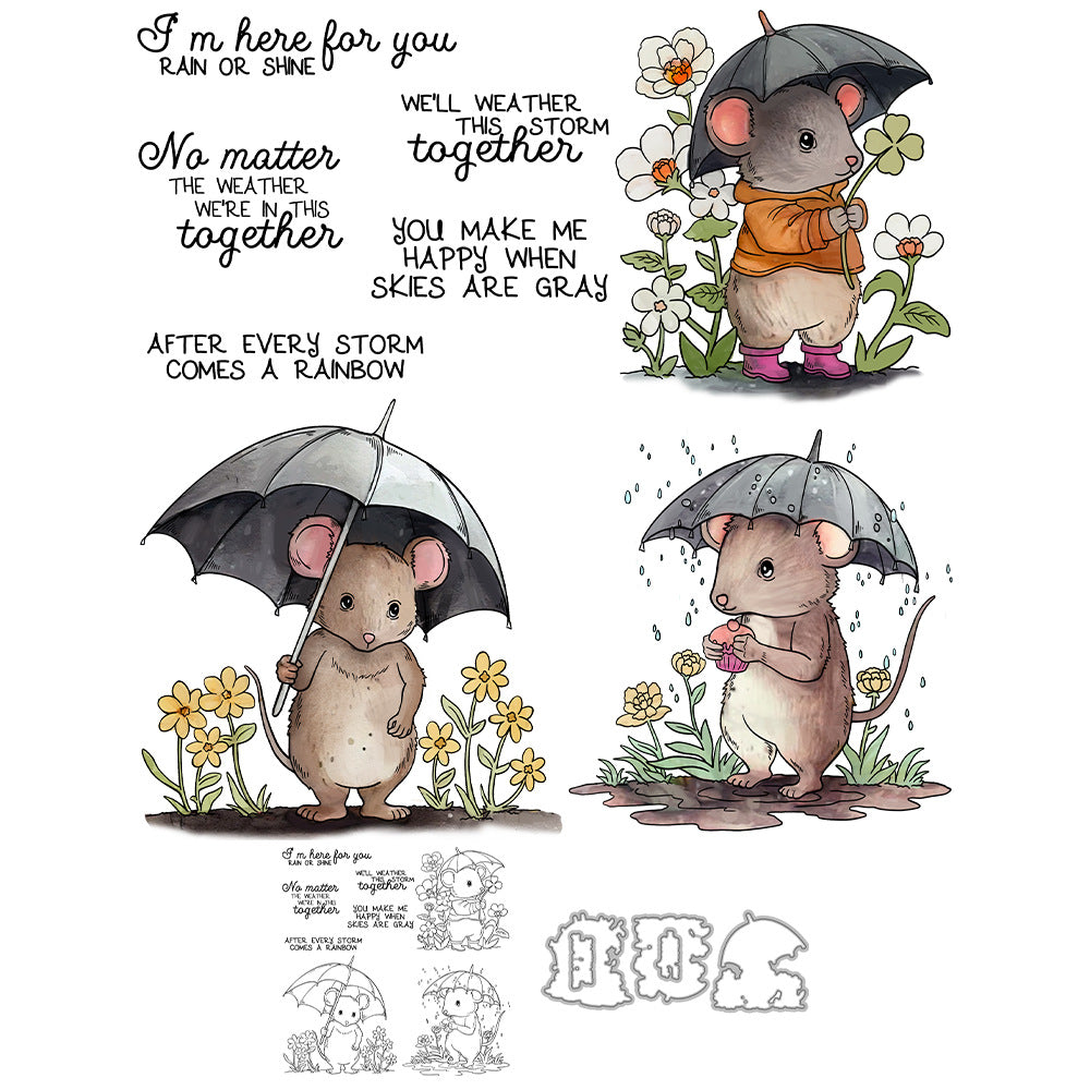 Mouse Holding an Umbrella Dies & Stamps Set