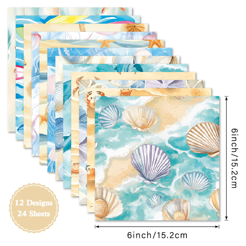 24PCS 6" Beach Scrapbook Paper & Cardstock