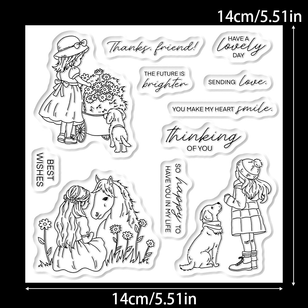Girls and Animals Clear Stamps