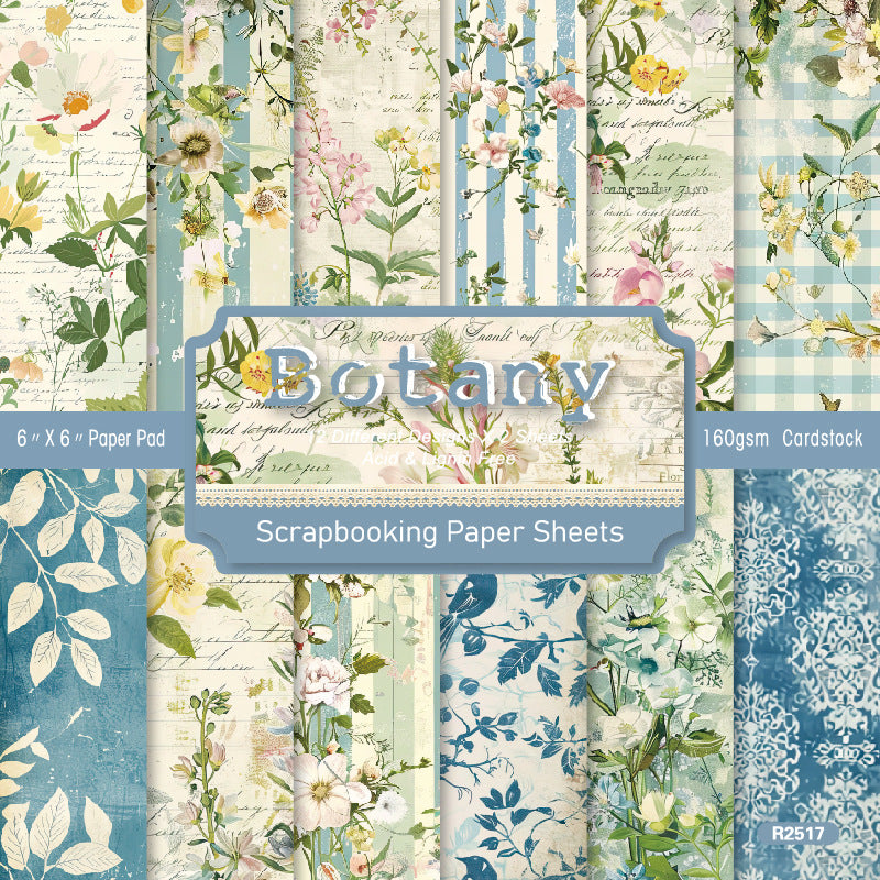 24PCS 6" Botany Scrapbook Paper & Cardstock