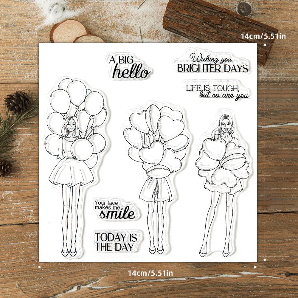 Girl Holding Balloons Dies & Stamps Set