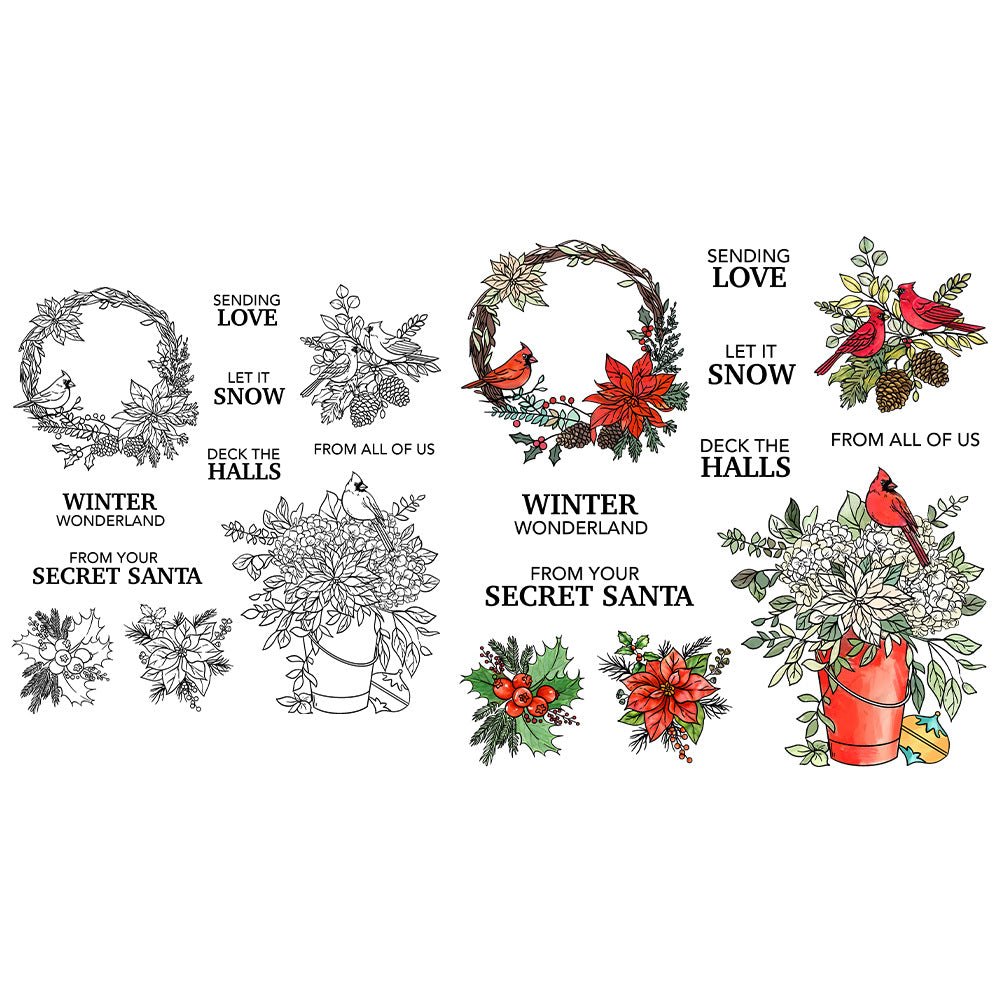 Christmas Plants and Birds Dies & Stamps Set