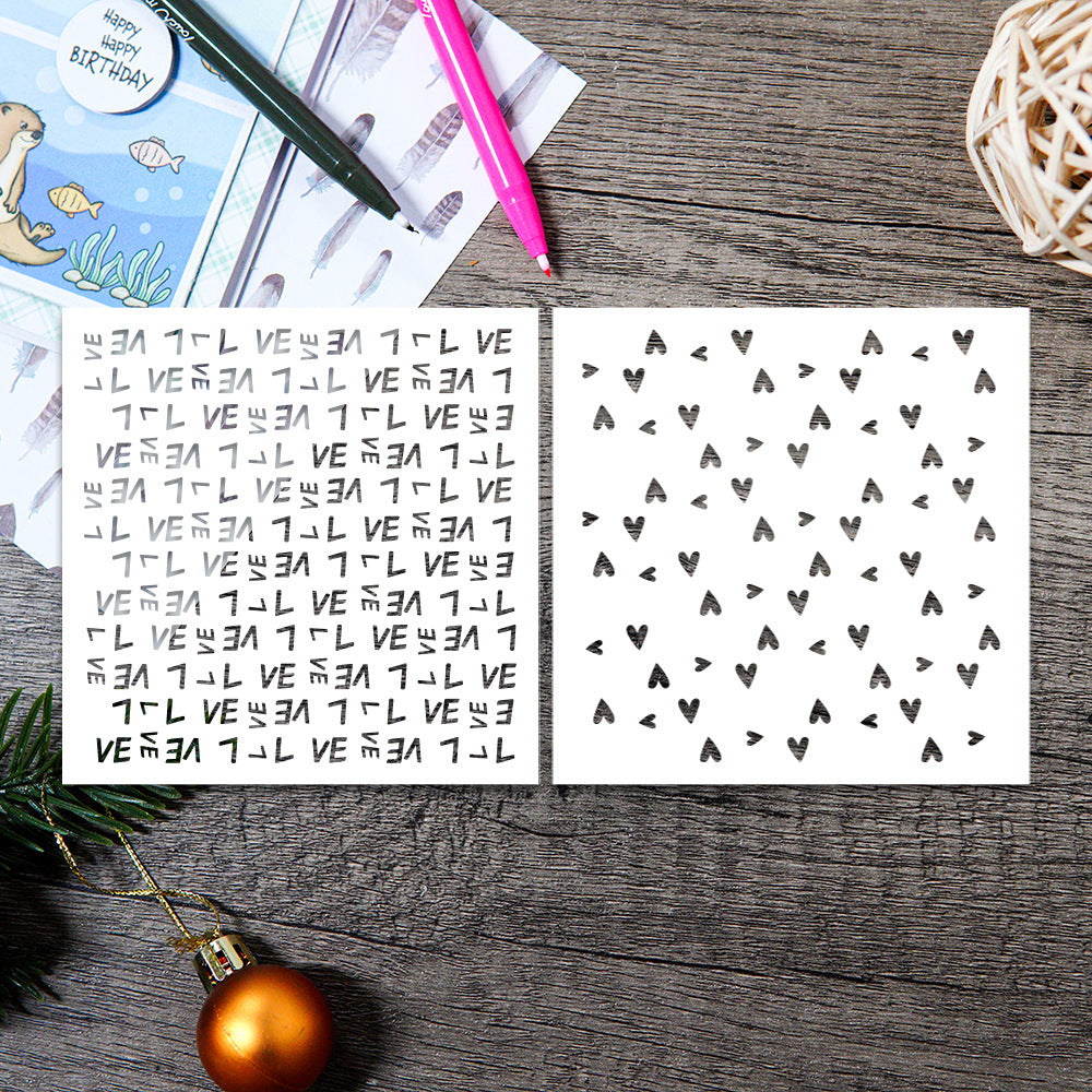 2 PCS Love Pattern DIY Painting Hollow Stencil
