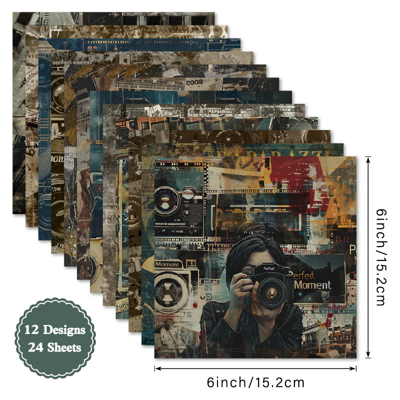 24PCS 6" Photocopy Time Scrapbook Paper & Cardstock