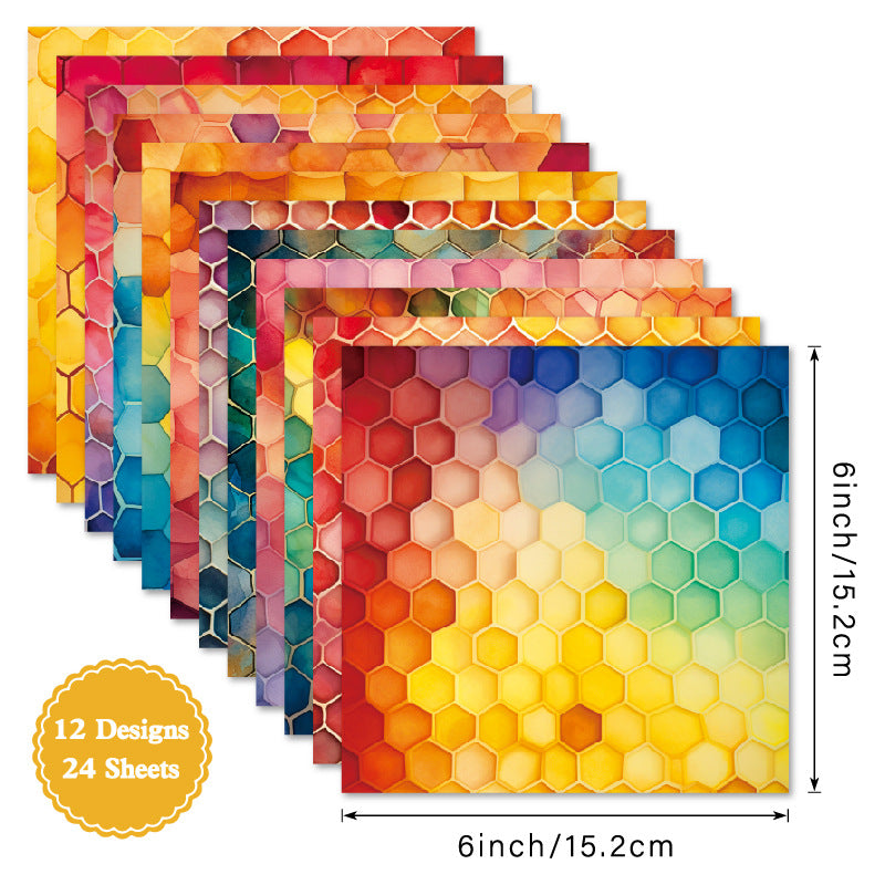 24PCS 6" Beehive Scrapbook Paper & Cardstock