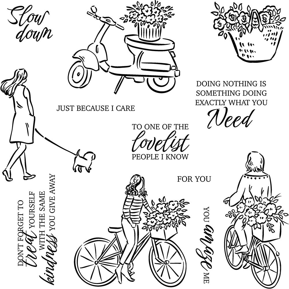 Cycling and Walking the Dog Dies & Stamps Set