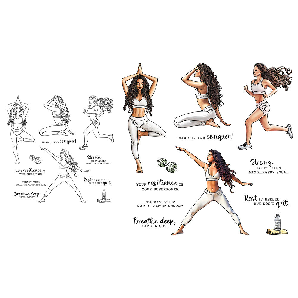 Girls Exercise Yoga Clear Stamps