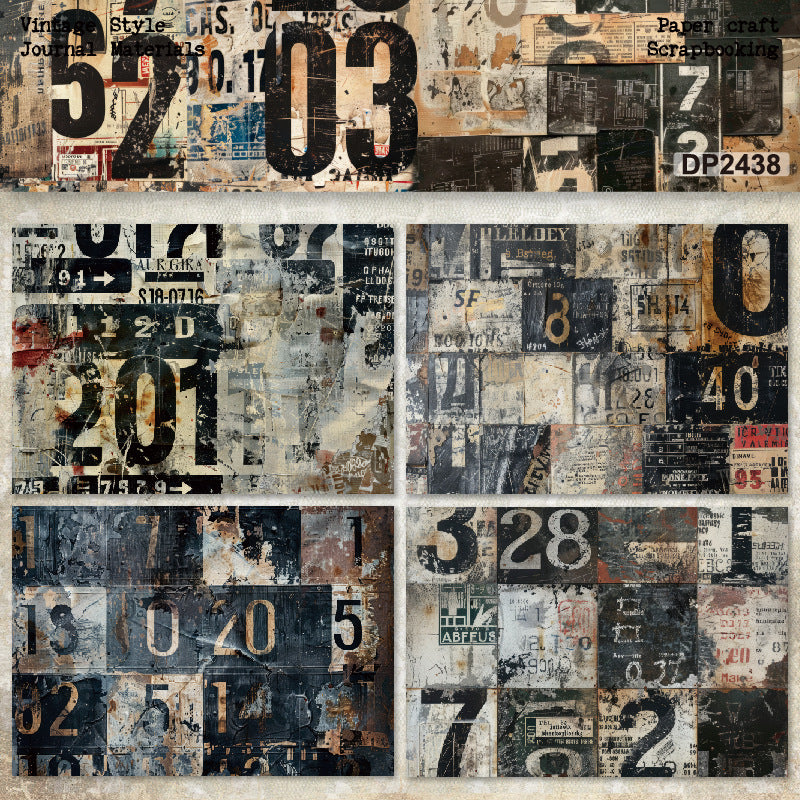 A5 Retro Numbers DIY Scrapbook Paper