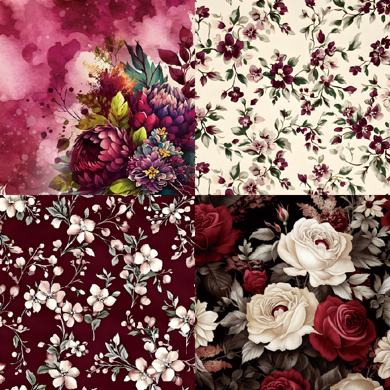 24PCS 6" Flowers Scrapbook Paper & Cardstock