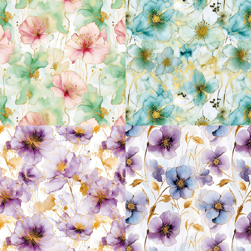 24PCS 6" Silk Flowers Scrapbook Paper & Cardstock