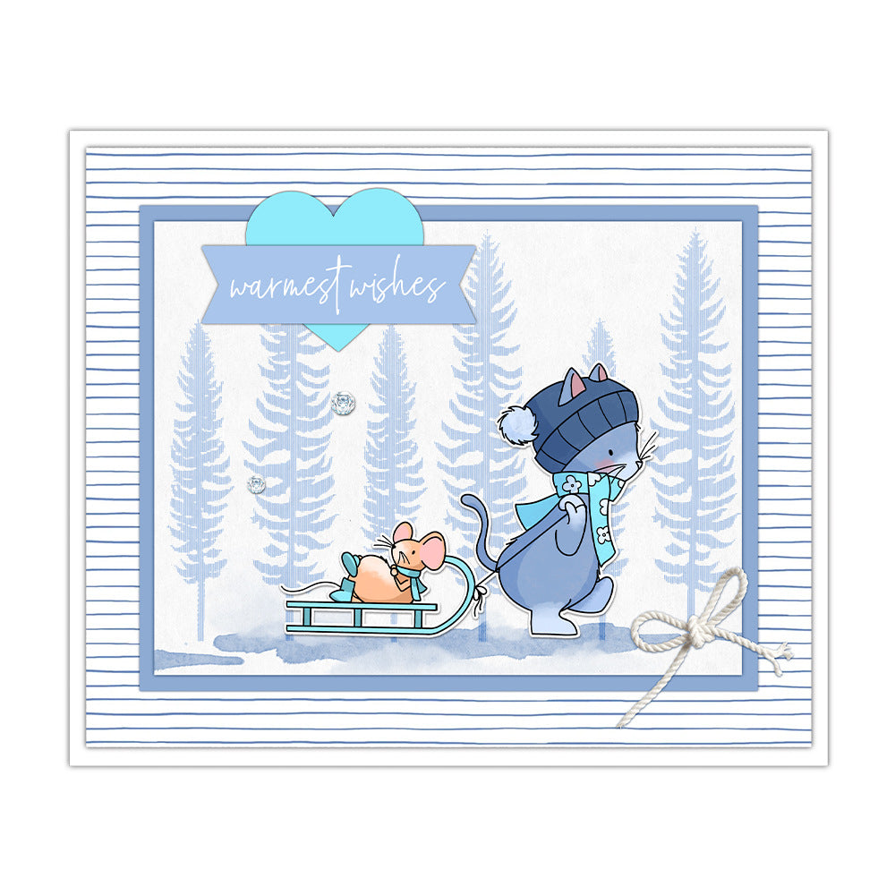 Winter Skiing Animals Dies & Stamps Set