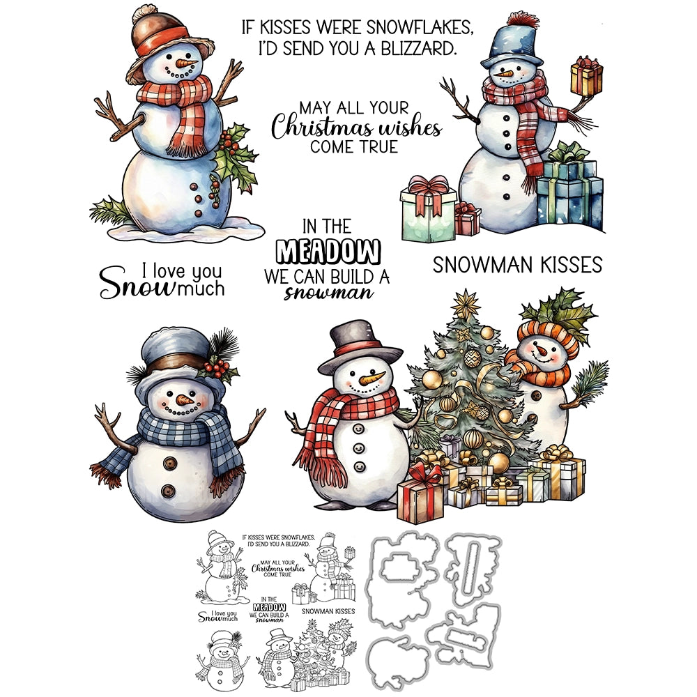 Winter Snowman Christmas Gift Dies & Stamps Set