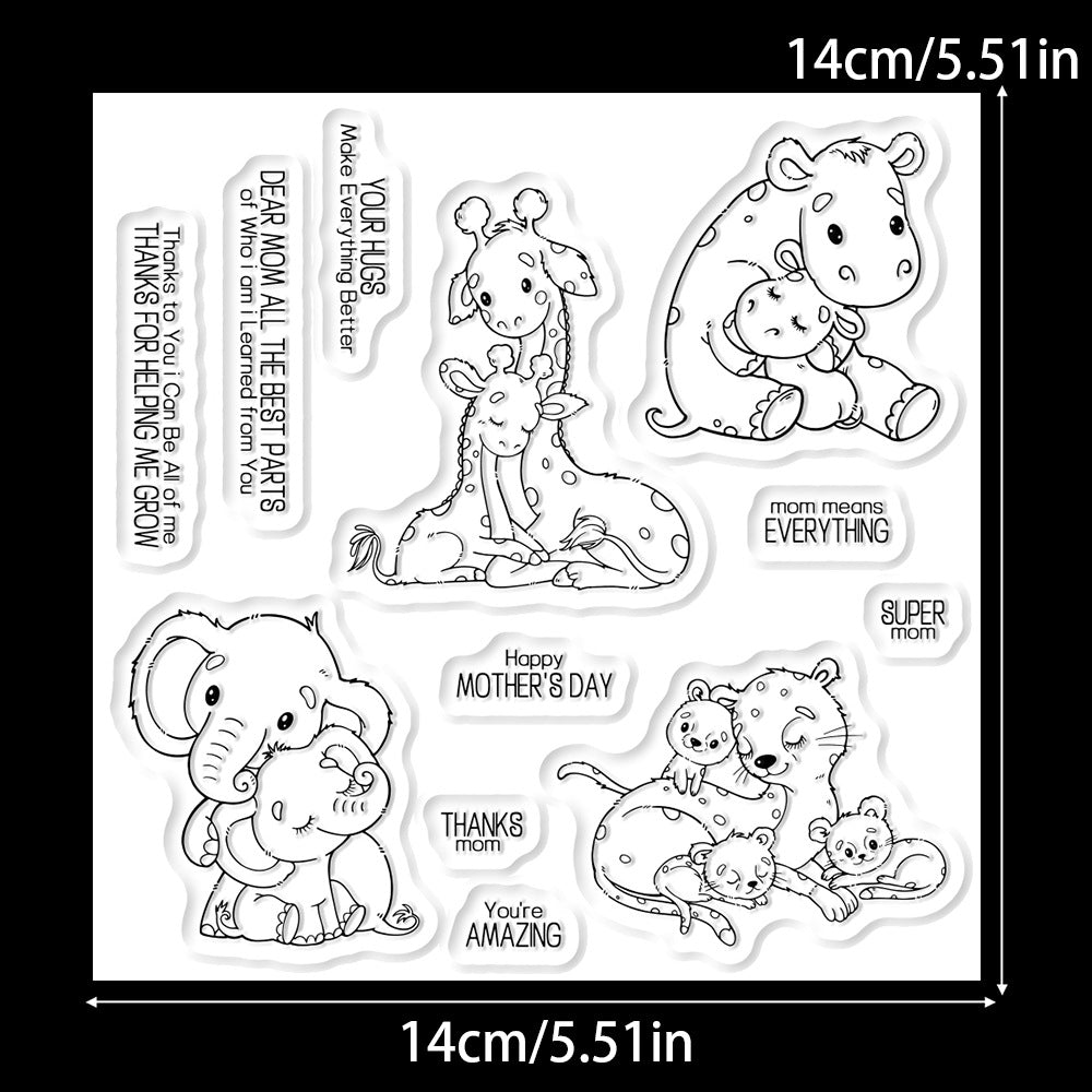Love Mom Baby Animals Clear Stamps