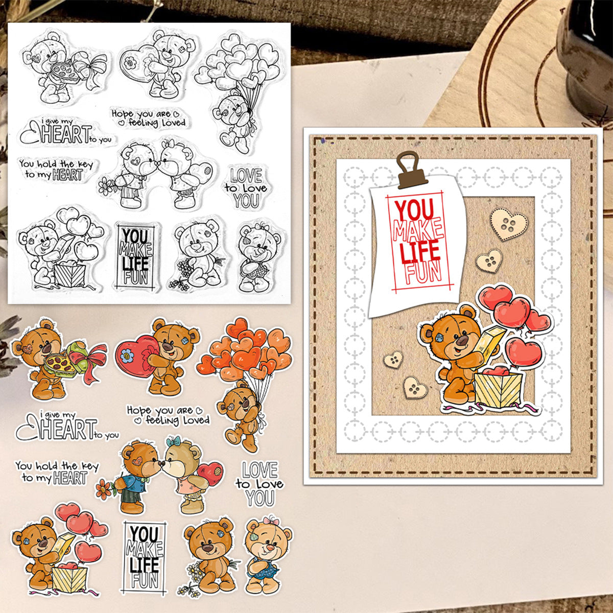 Valentine's Day Teddy Bear Clear Stamps