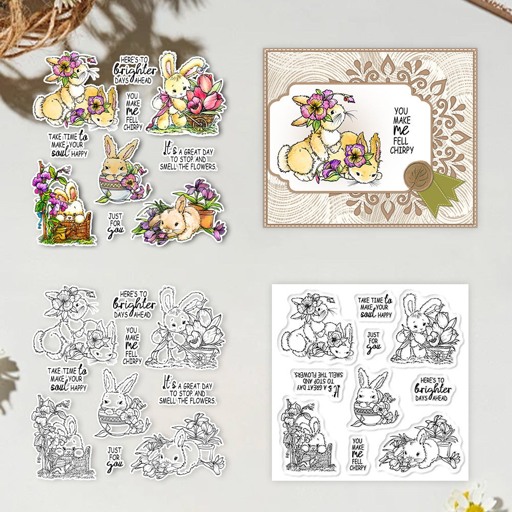Flower Bunny Clear Stamps