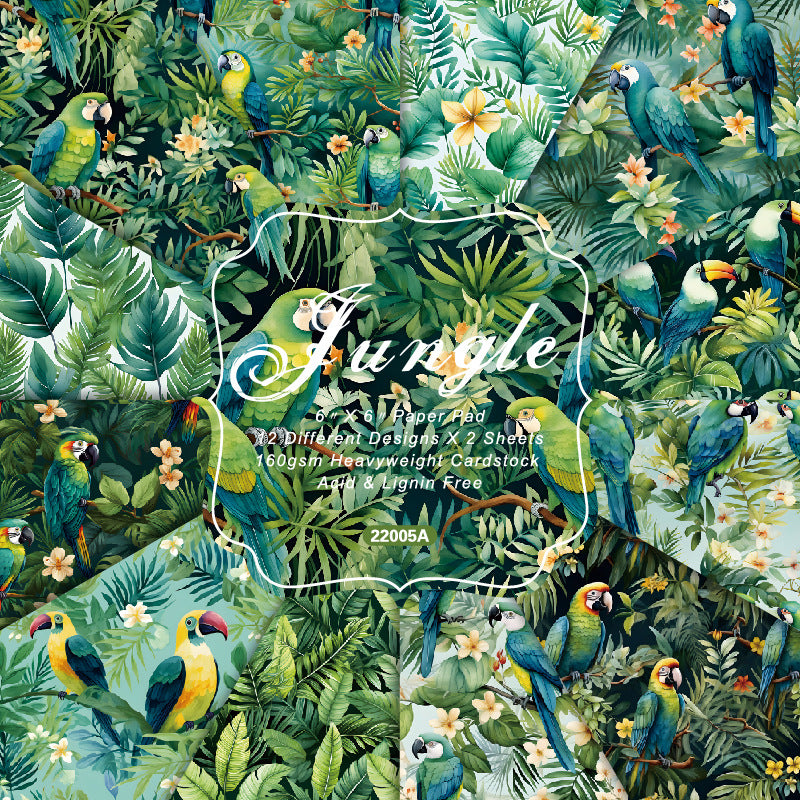 24PCS 6" Jungle Scrapbook Paper & Cardstock