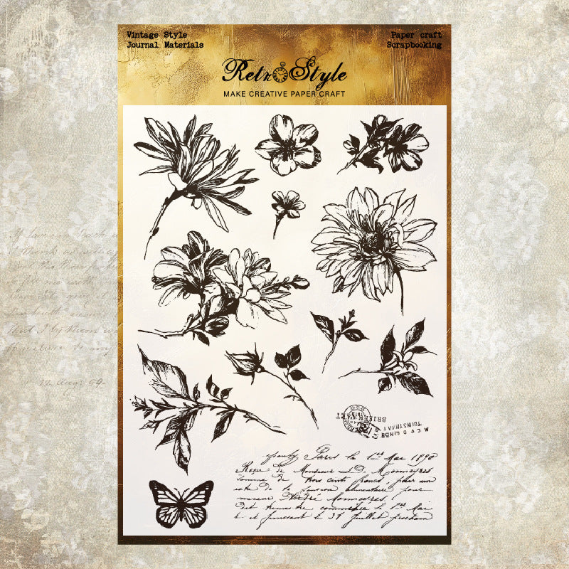 Retro Background DIY Scrapbook Clear Stamps