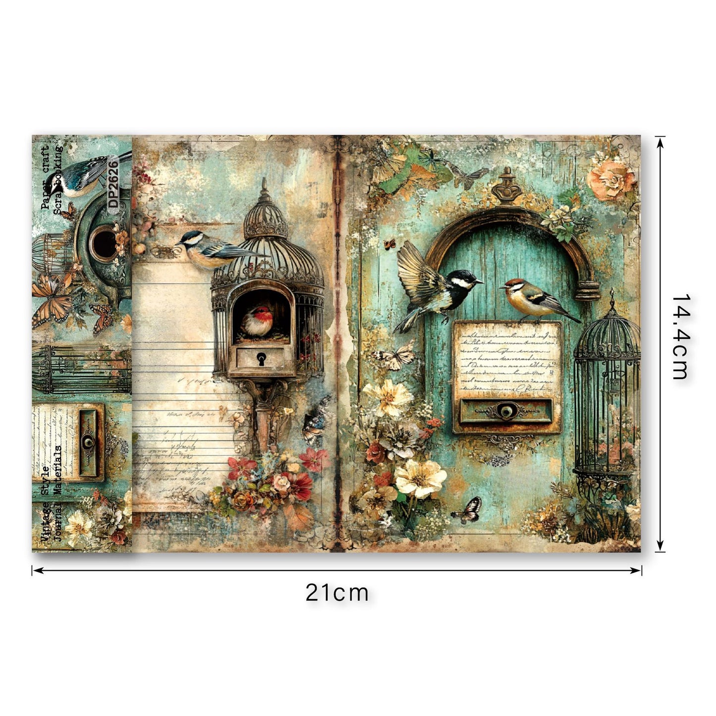 A5 Vintage Birds Journal Scrapbook Paper