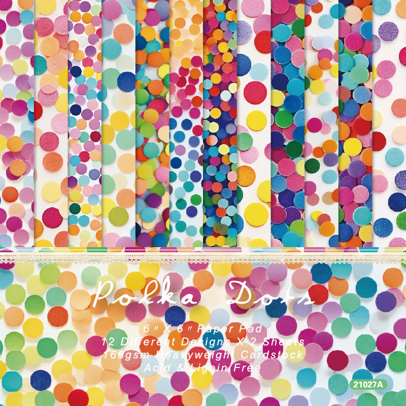 24PCS 6" Polka Dots Scrapbook Paper & Cardstock