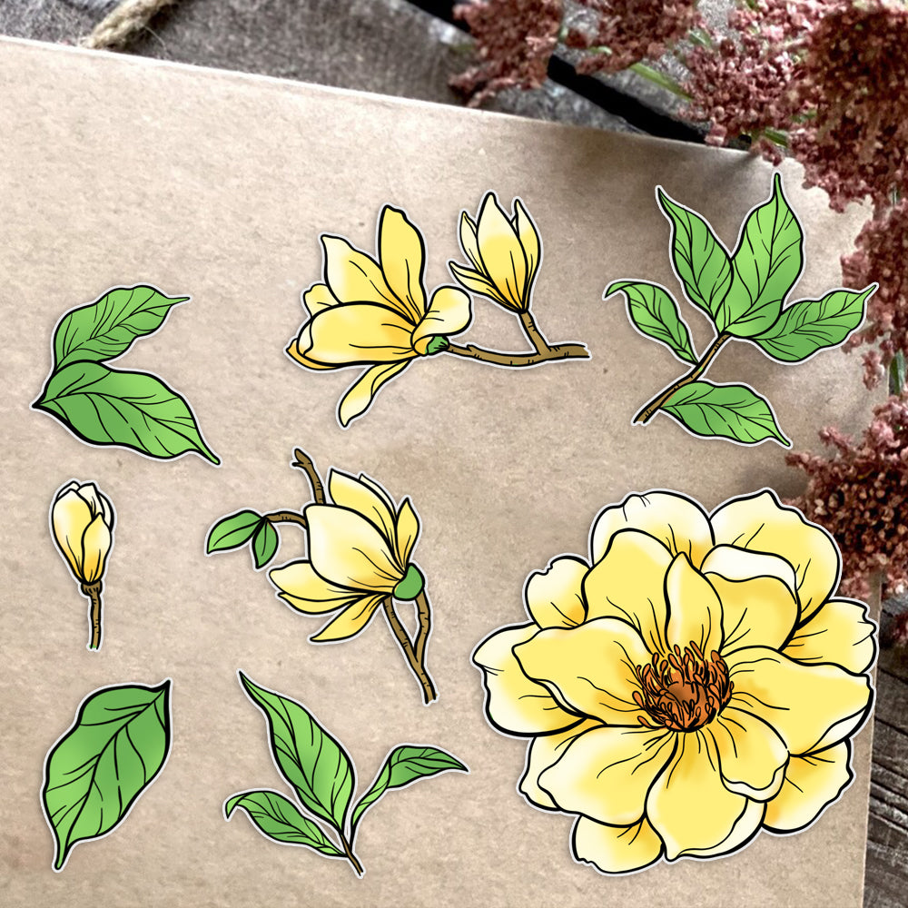 Blooming Magnolia Flowers Dies & Stamps Set