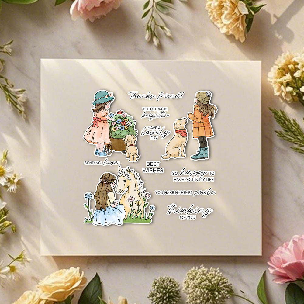 Girls and Animals Clear Stamps