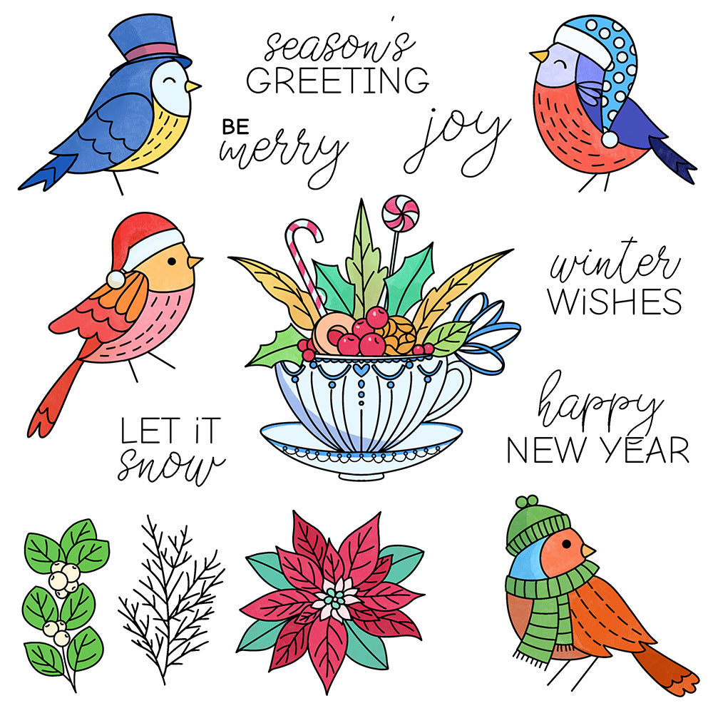 Cute Hat Birds Dies & Stamps Set