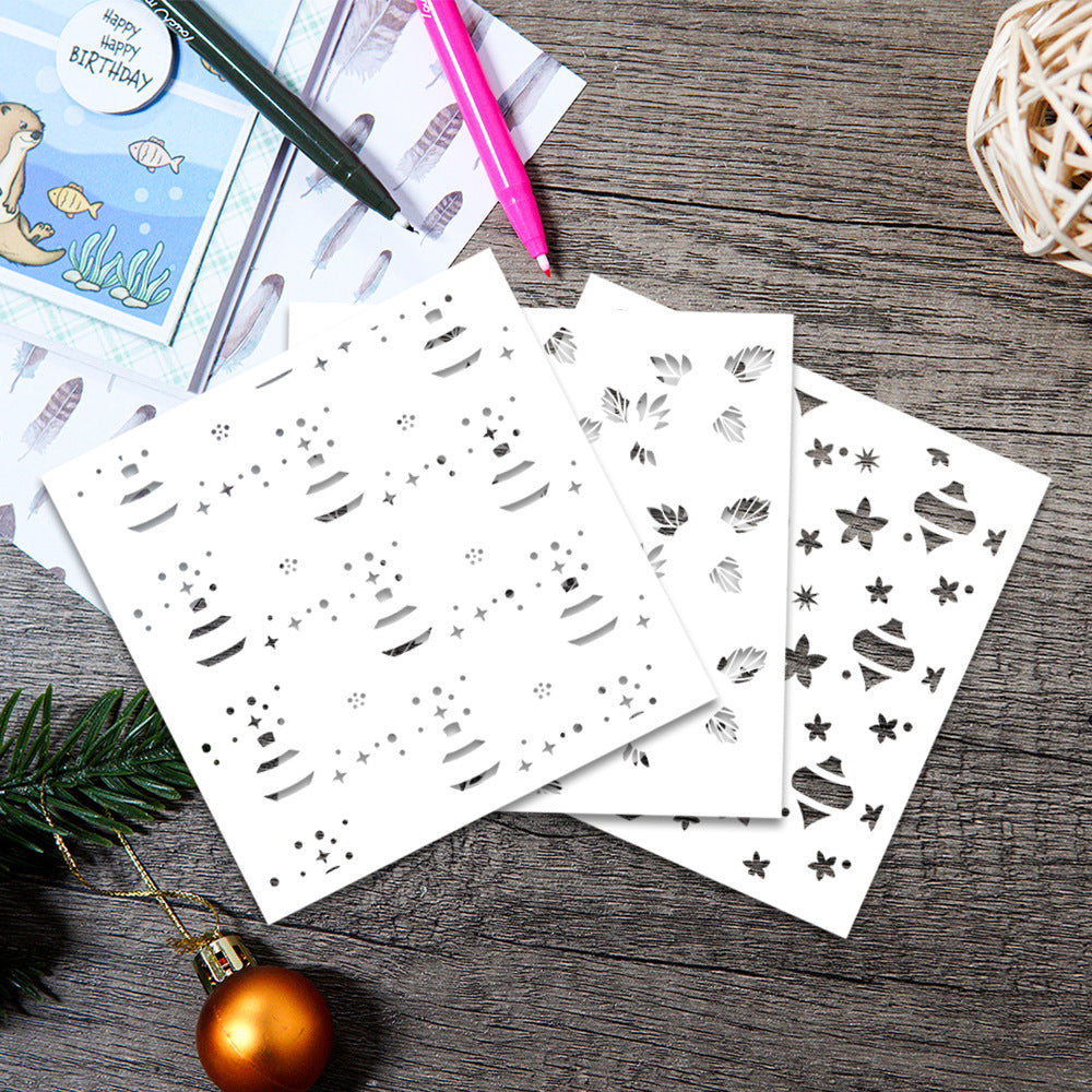 3 PCS Decorative Background DIY Painting Hollow Stencil