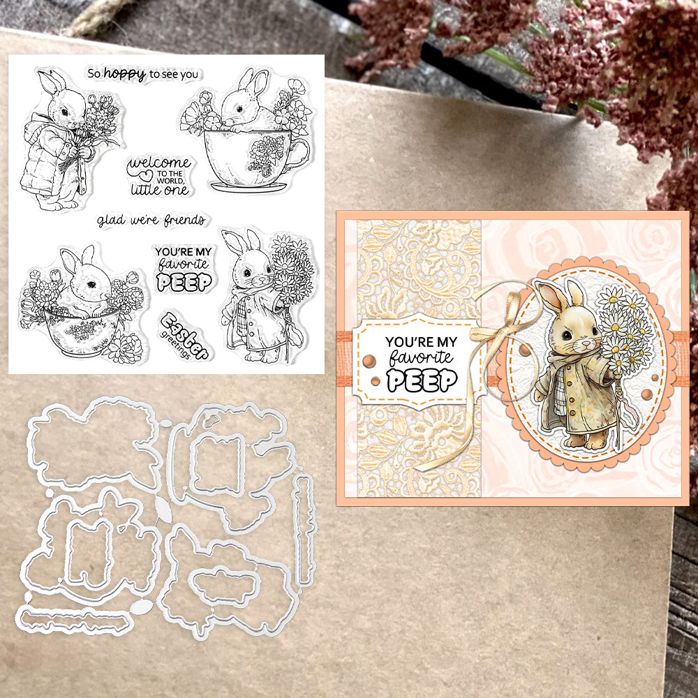 Cute Easter Bunny Dies & Stamps Set