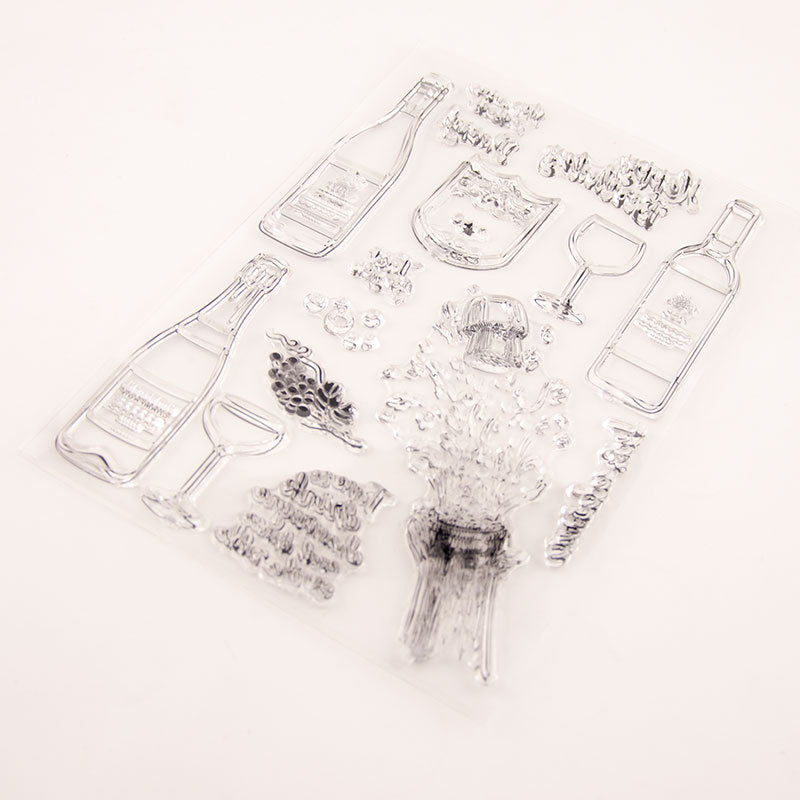Wine Bottles and Glasses Clear Stamps