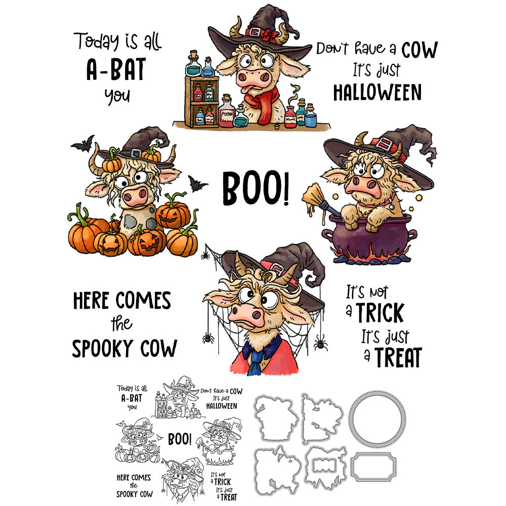 Halloween Cute Cow Dies & Stamps Set