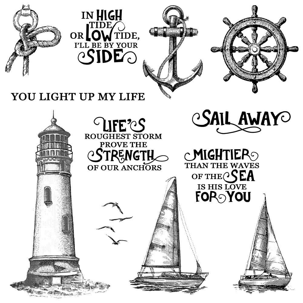 Lighthouse Sailboat Anchor Dies & Stamps Set