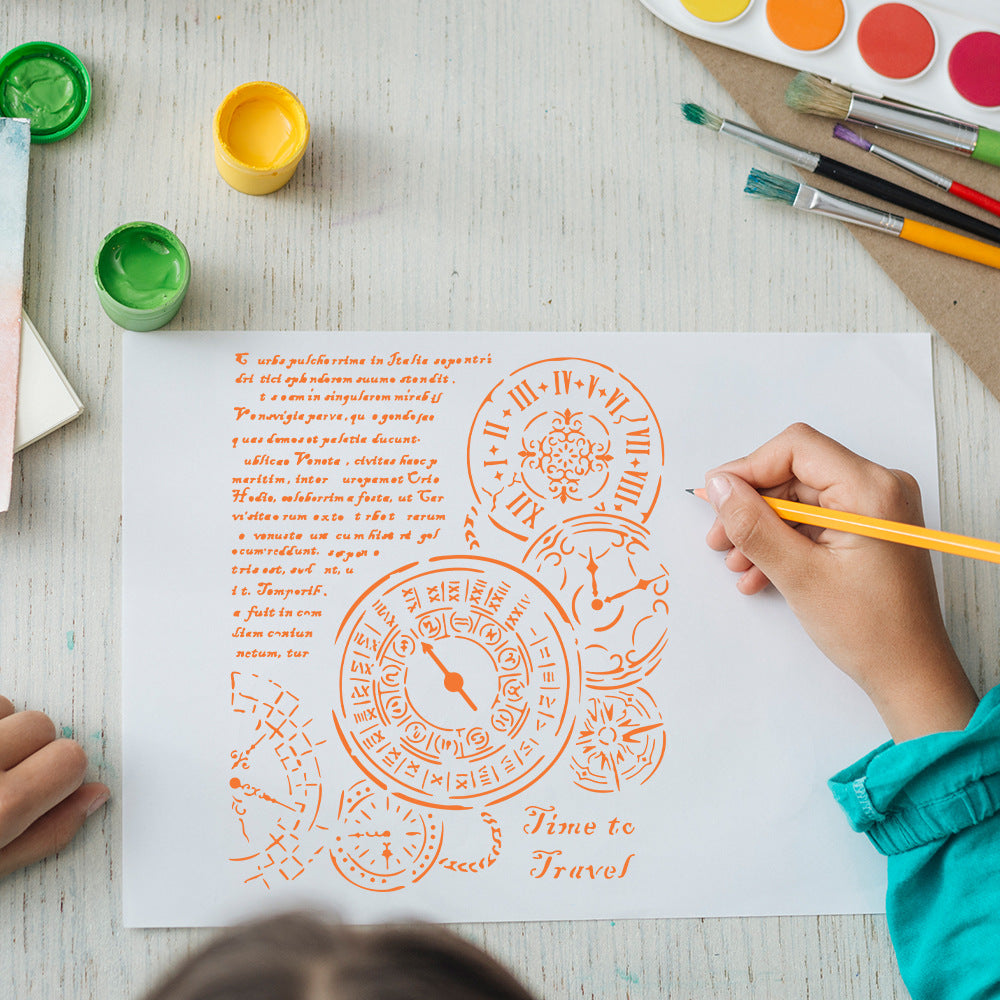 Clock Pattern DIY Painting Hollow Stencil