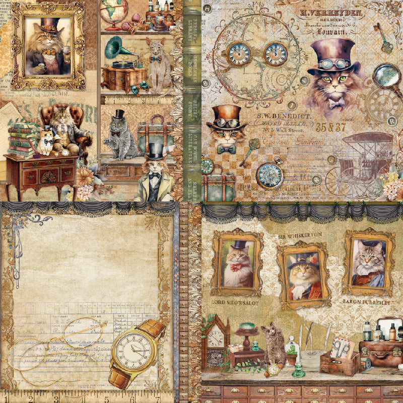 24PCS 6" Retro Cat Scrapbook Paper & Cardstock